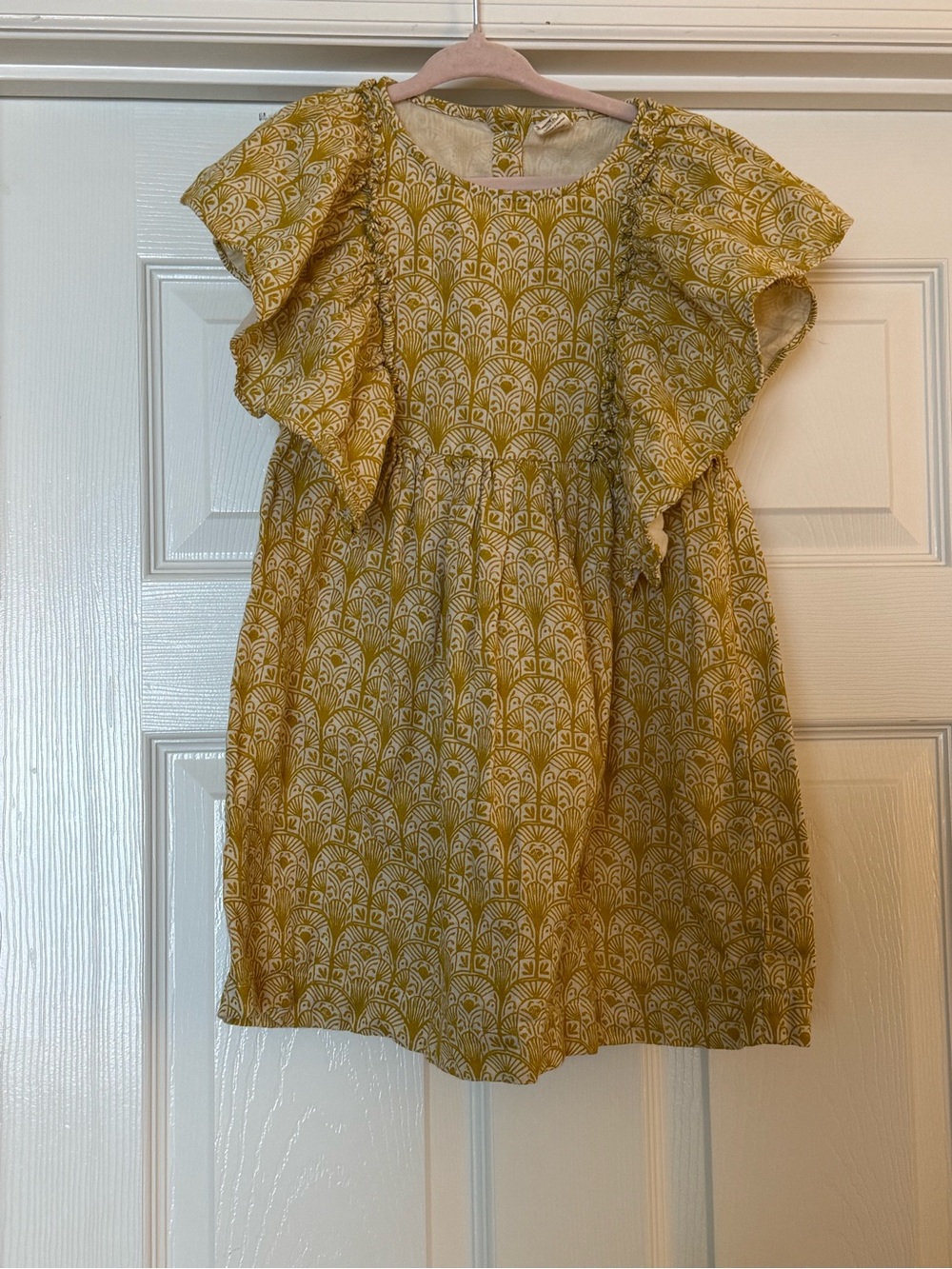kate quinn Mustard Yellow Flutter Sleeve Dress